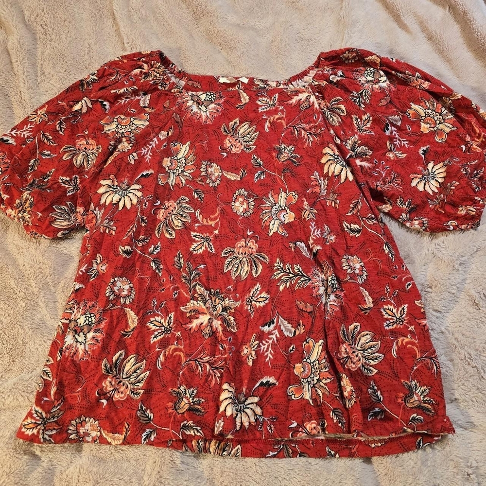 Maurices Red Floral Blouse